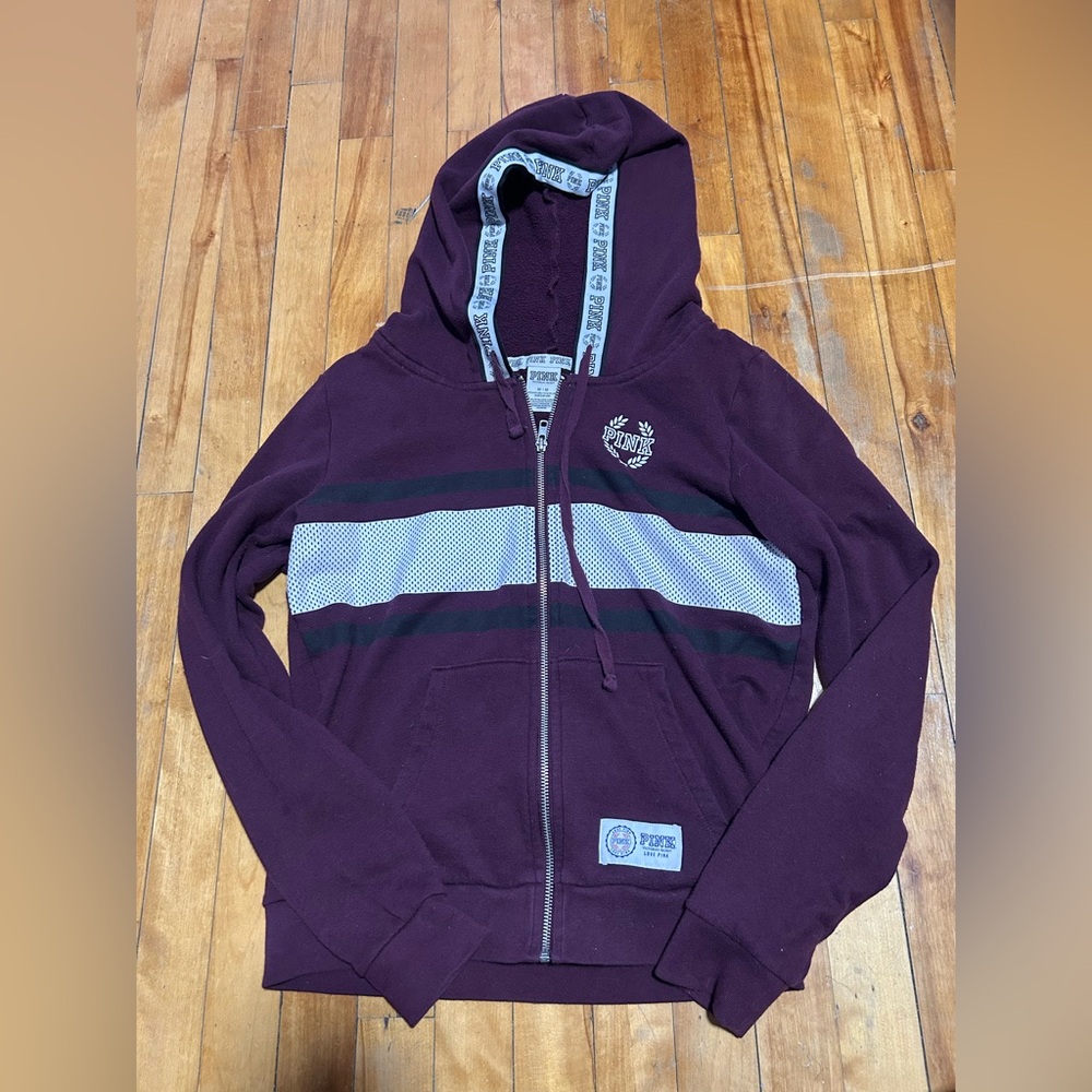 VS PINK Purple Zip-Up Hoodie with Logo